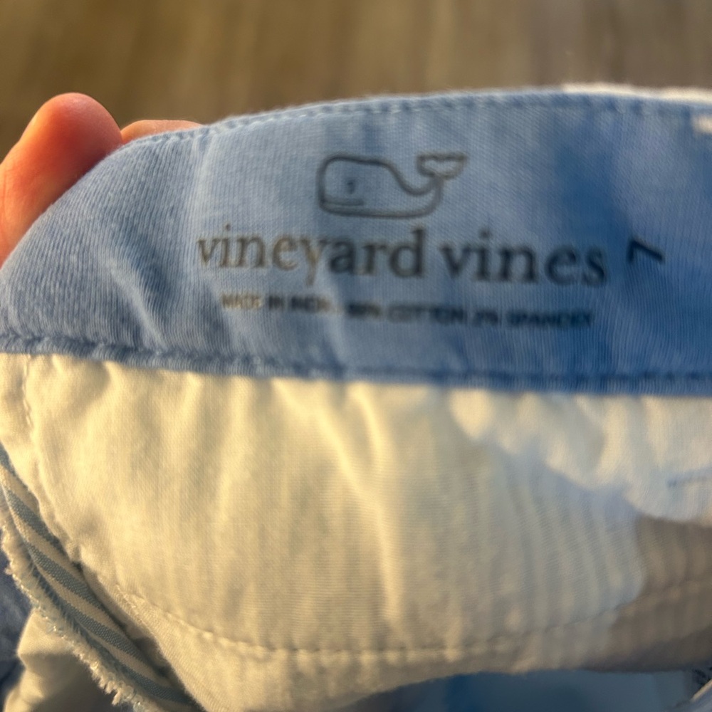 Vineyard Vines Light Blue & White Striped Seersucker Chinos size 7 - Picture 4 of 7